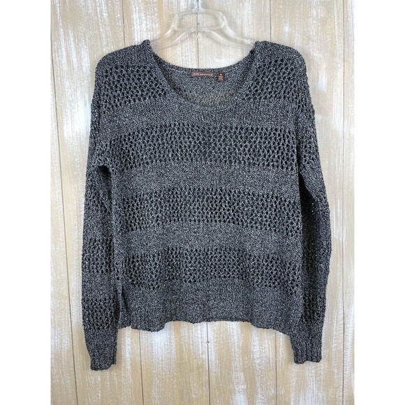525 America Sweaters - 525 America Metallic Gray Long Sleeve Open Knit Sweater Womens Size Medium